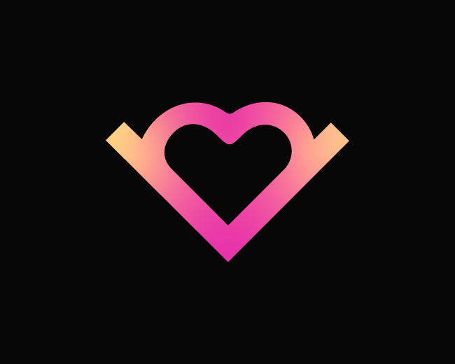 V Letter Heart Logo
