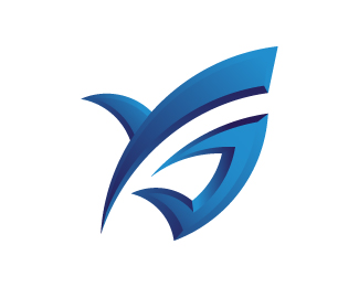 Letter G blue shark logo