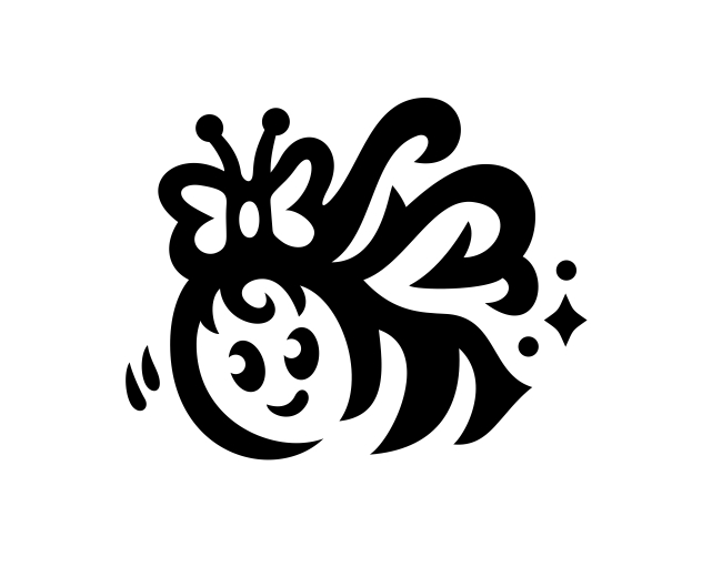 Cute Bee Ribbon Monochrome Logo