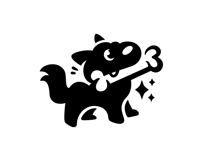Cute Bone Dog Monochrome Logo