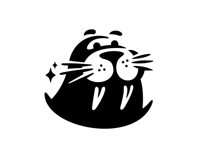 Walrus Cute Monochrome Character Logo