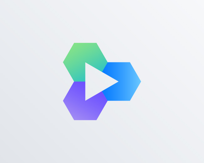 Innovative Gradient Hexagon Logo for Media & Tech