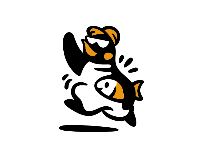 Penguin Fish Mascot Employee Logo
