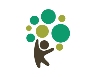 Minimalist Happy kid tree logo