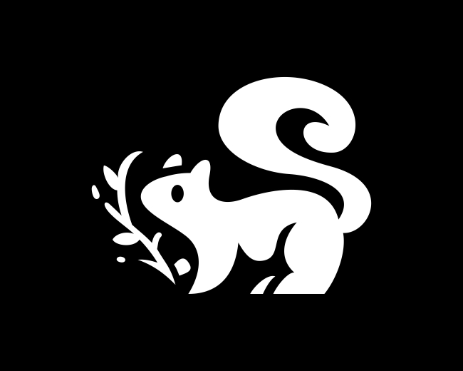 Petiole Squirrel Simple Monochrome Logo