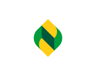 letter n minimal leaf logo