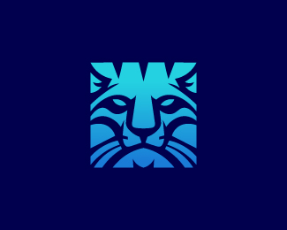 Modern Square Box Lion Face Logo
