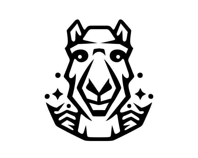 Monochrome Desert Camel Outline Logo