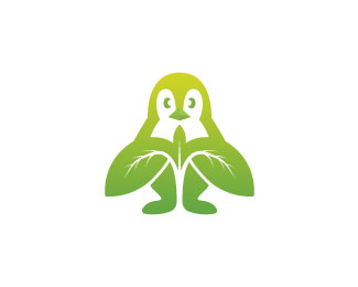 Green Penguin Leaf Logo