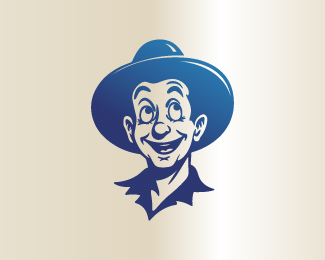 cheerful old cowboy mascot logo
