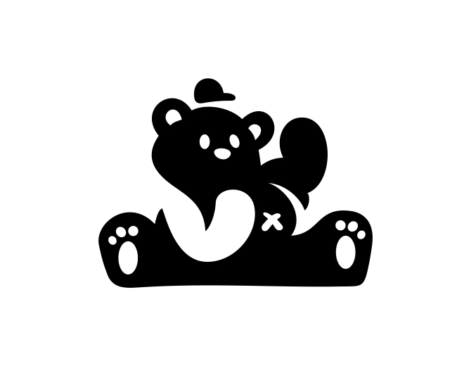 Bear Sitting Hat Monochrome Logo