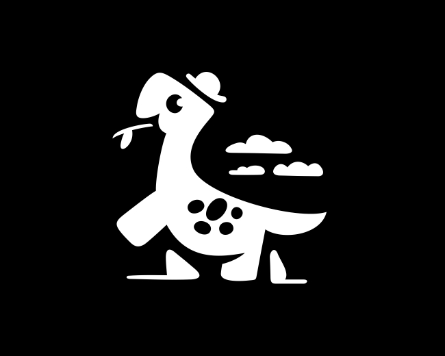 Dinosaur Hat Cloud Monochrome Logo