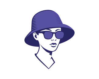 Woman wear a hat logo