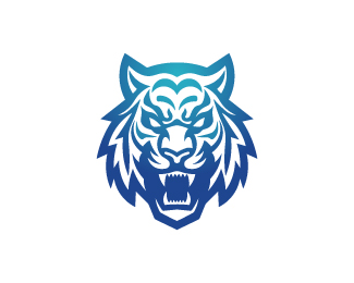 A Blue Tiger roaring logo