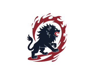 Roaring Lion in fire logo