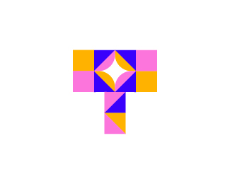 letter t colorful minimal logo