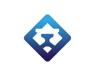 minimal and simple lion face square shape logo