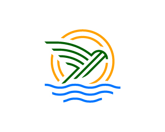 Minimal bird and sunset logo