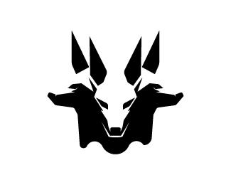 Triple head black wolf logo