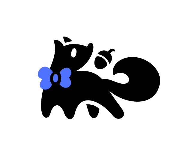 Squirrel Tie Cute Monochrome Logo